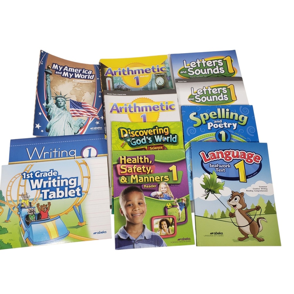 Abeka 1st Grade Homeschool Student Curriculum Kit - Language Arts, Math, Science